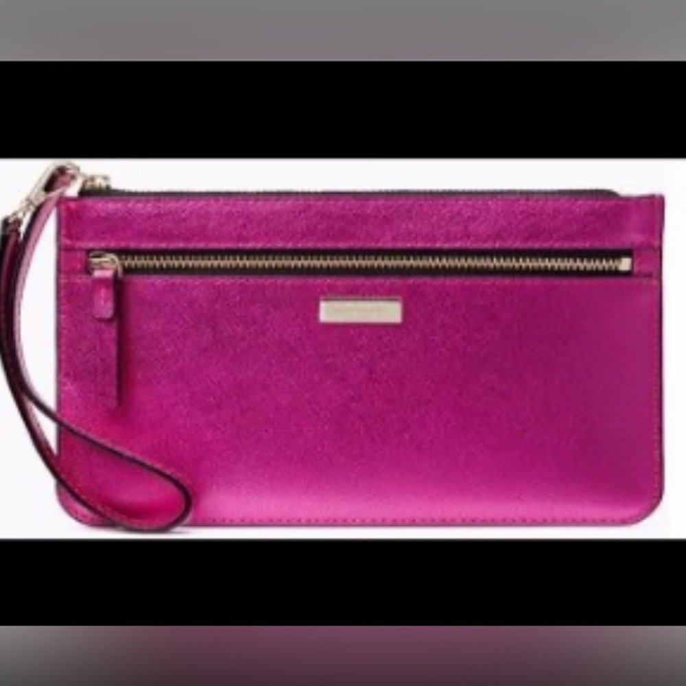 Kate Spade Metallic Pink Wristlet Clutch NWOT